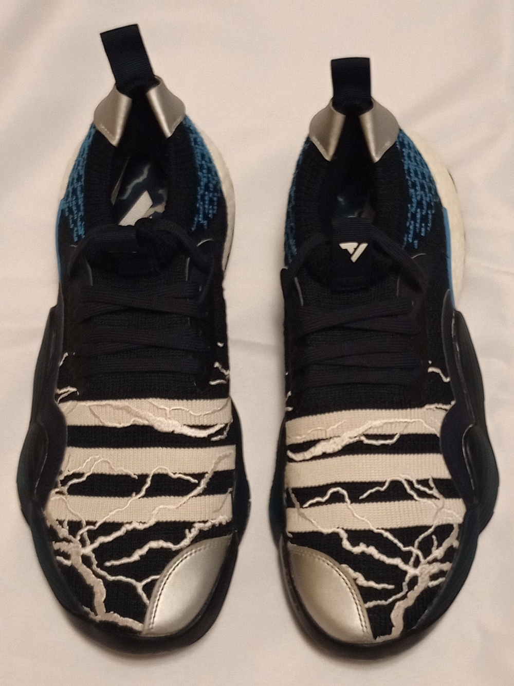 Adidas Black Athletic Shoes with Blue Accents